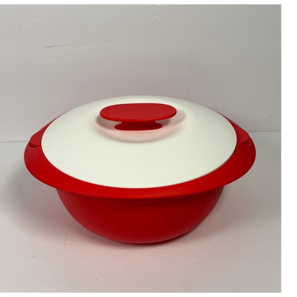 Tupperware Microwave Tortilla Keeper Steamer 3pc Set Red Small 7" New
